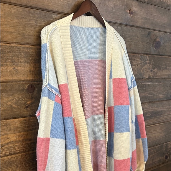 Colorful Patchwork Open-Front Cardigan - Picture 2 of 4